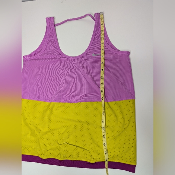 Nike Dri-fit Womens Tank Top Medium Pink Yellow Color Block Mesh - Picture 8 of 9